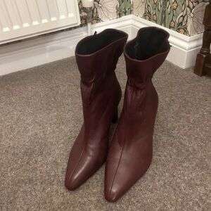 Marks & Spencer Burgundy Pointed Mid-Calf Heeled Boots